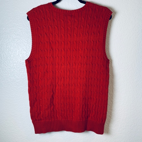 Polo Ralph Lauren Red Sweater Vest Mens XL (18-20) Cable Knit Pony Logo Preppy - Picture 7 of 11